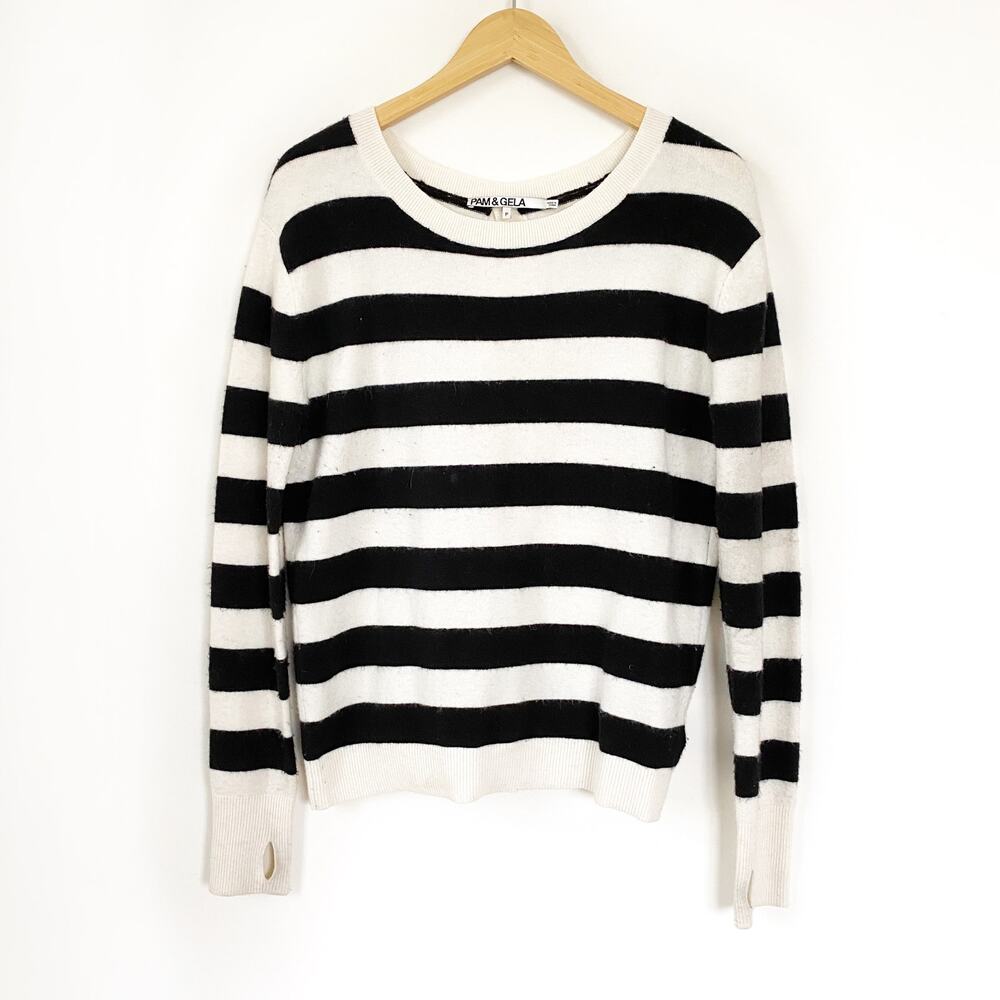 Pam & Gela Twist Open Back Striped Sweater Size XS